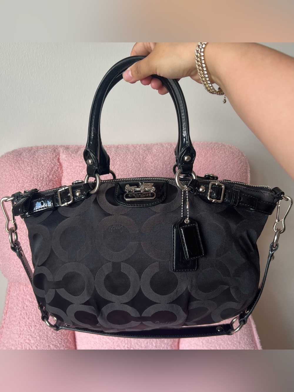 Coach Madison Op Art Sateen Sophia Satchel